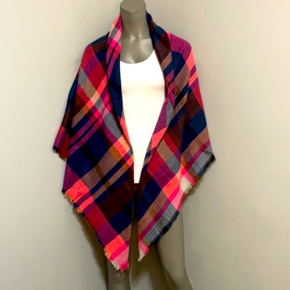NWT STITCH & STONE COLOURFUL PINK & BLUE UNISEX BLANKET SCARF/SHAWL/WRAP